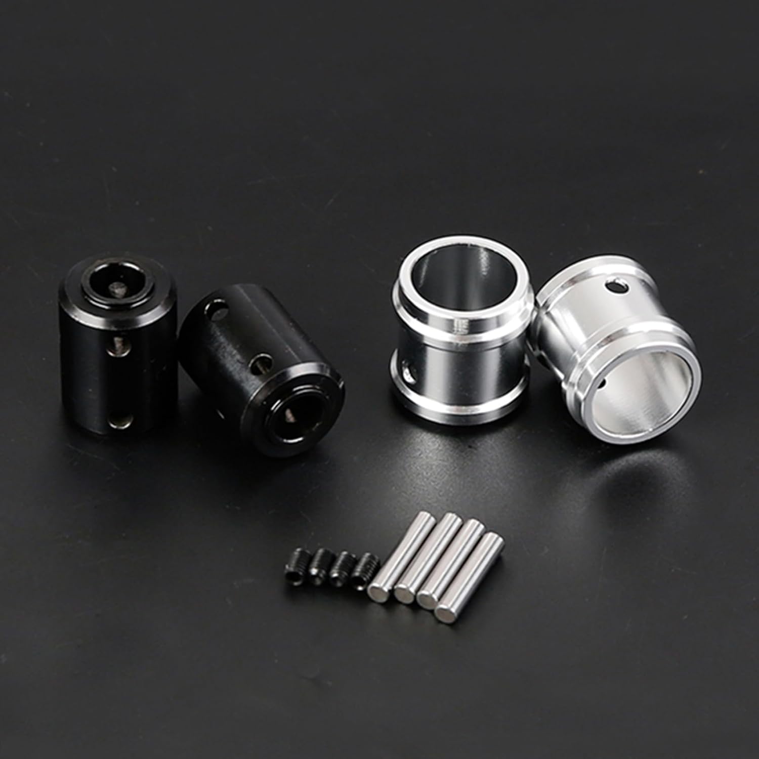 FLMLF Upgrade Quick Release Front Rear Output Shaft Sleeve Set for 1/5 Rc Car Losi 5ive T Rofun Rovan LT King Motor X2 Truck Parts (Silver)