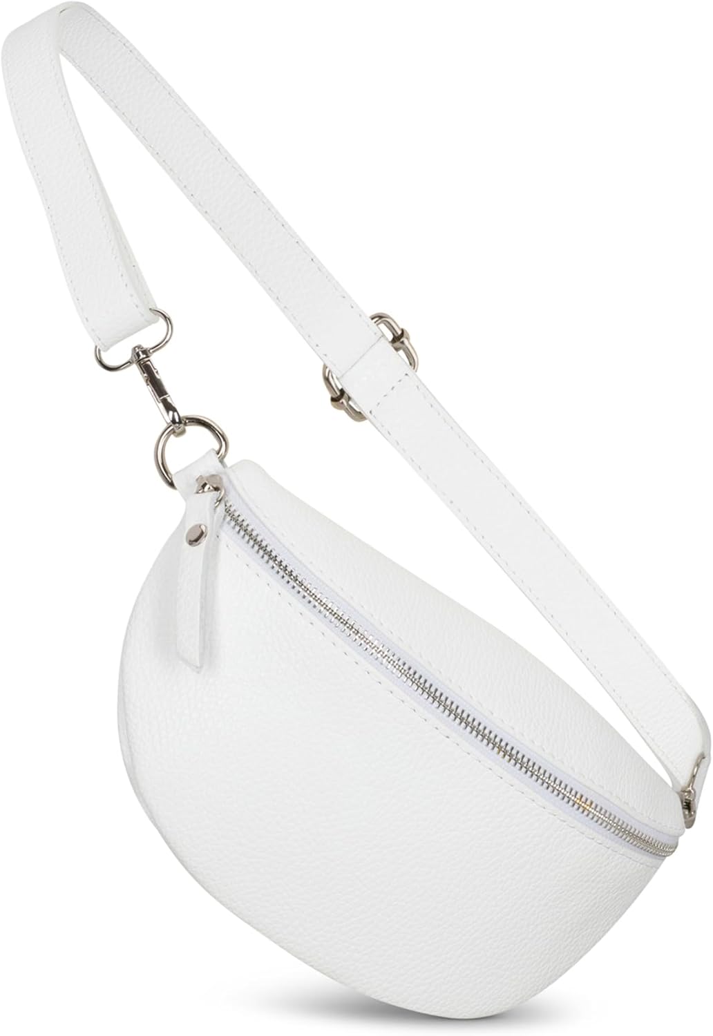 IDALIA Crossbody Bag - Genuine Leather - Fanny Pack - Shoulder Sling Bag - Made in Italy, Sold in U.S. by Idalia (White, Large)