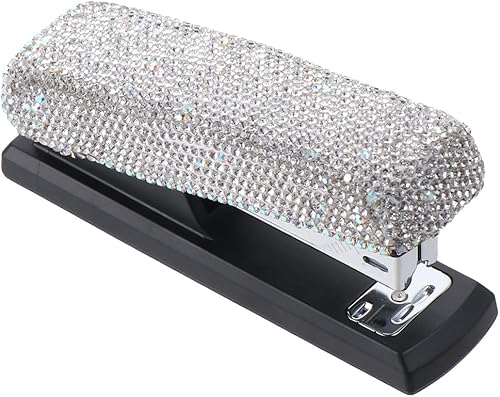 Miniatura 3 de dohobby Grapadora de cristal con diamantes de imitación, grapadora de oficina para oficina, bonito kit de oficina, elegante accesorio de escritorio