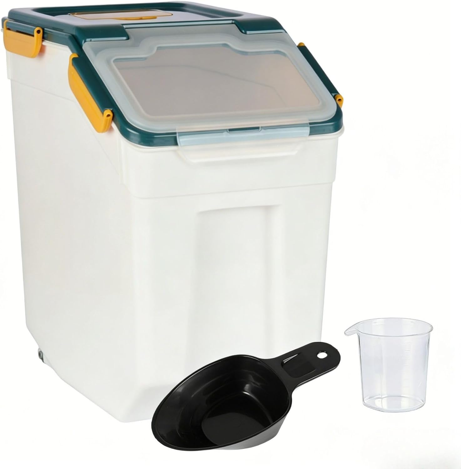 25lb Flour Storage Container, Rice Bin with Wheels & Seal Lid (Dark Blue)