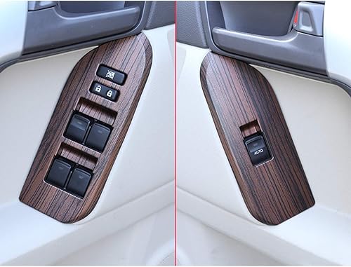 Miniatura 3 de CHEYA - Marco de botón de elevación para ventana de coche (madera de pino, ABS, para Land Cruiser Prado FJ150 150 150 2014-2018