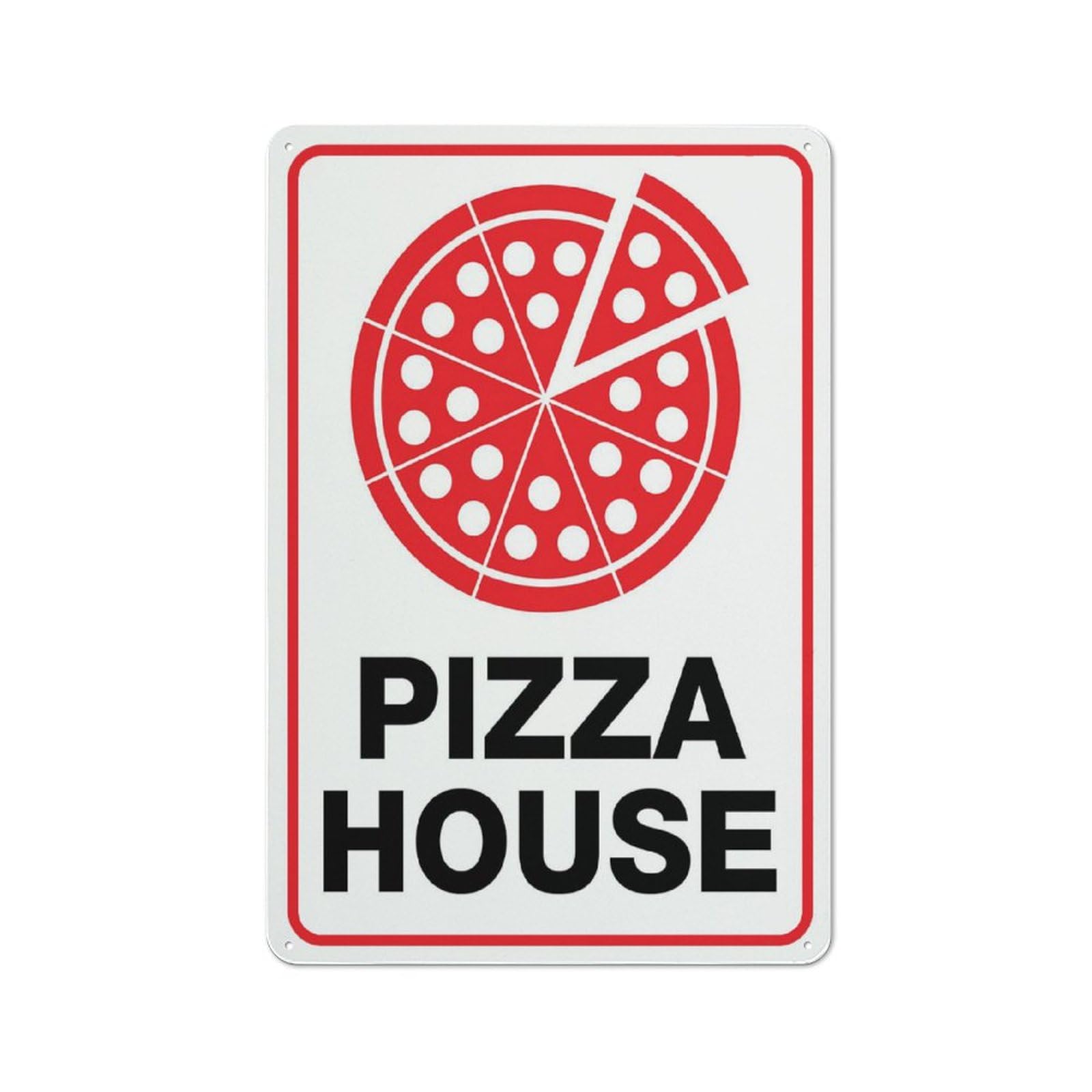Pizza House Sign 12X8 Inches Metal Aluminum Signs, Weather Resistant, Weatherproof, Indoor Or Outdoor