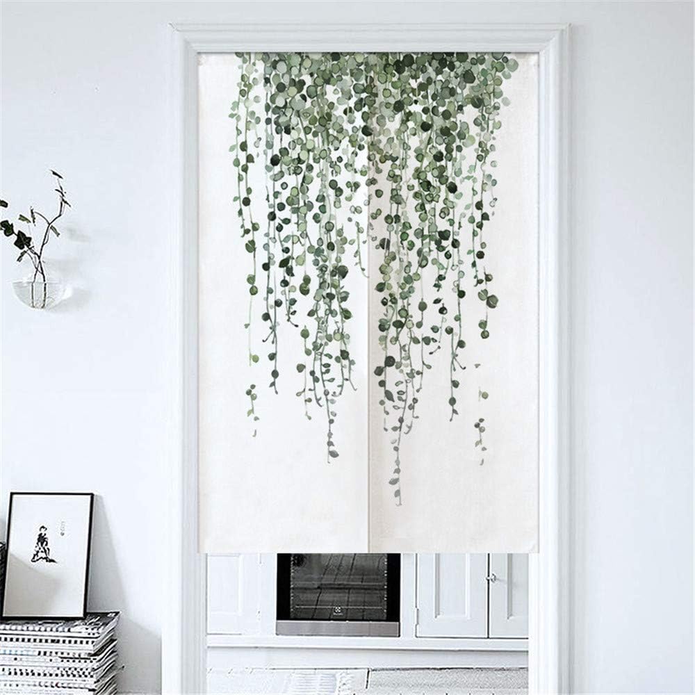 MYRU Japanese Noren Curtain - Entrance Feng Shui Door Curtain (Green Grass, 33.5 Inches x 59 Inches)
