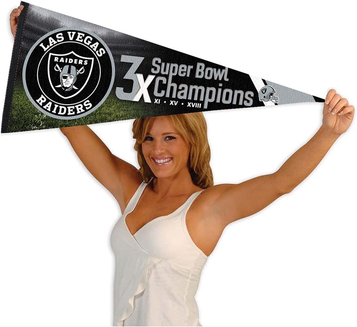 WinCraft Las Vegas Raiders 3 Time Bowl Champions Pennant Banner Flag - Image 4