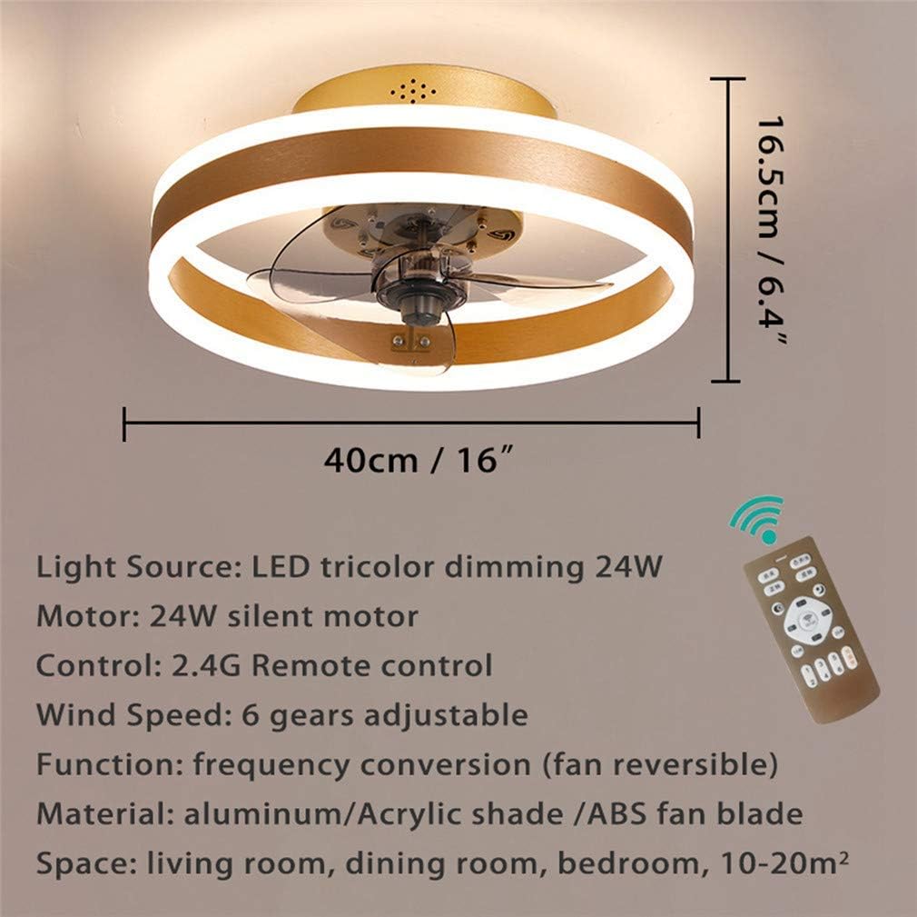 Chandeliers,Fan Ceililight, Silent Ceilifan with Lightiand Remote Control Ultra-Thin 16.5Cm Ceililights 24W Fan Light for Liviroom Bedroom,Black/Style 1 (Brown)/Ø40Cm