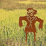 CINPIUK Scarecrow Garden Stake, Metal Yard Sign Fall Halloween Thanksgiving Outdoor Decoration Scare