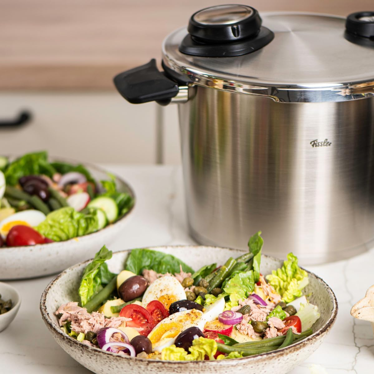 Fissler Vitavit Premium Pressure Cooker with Steamer Insert, 6.3 Quart