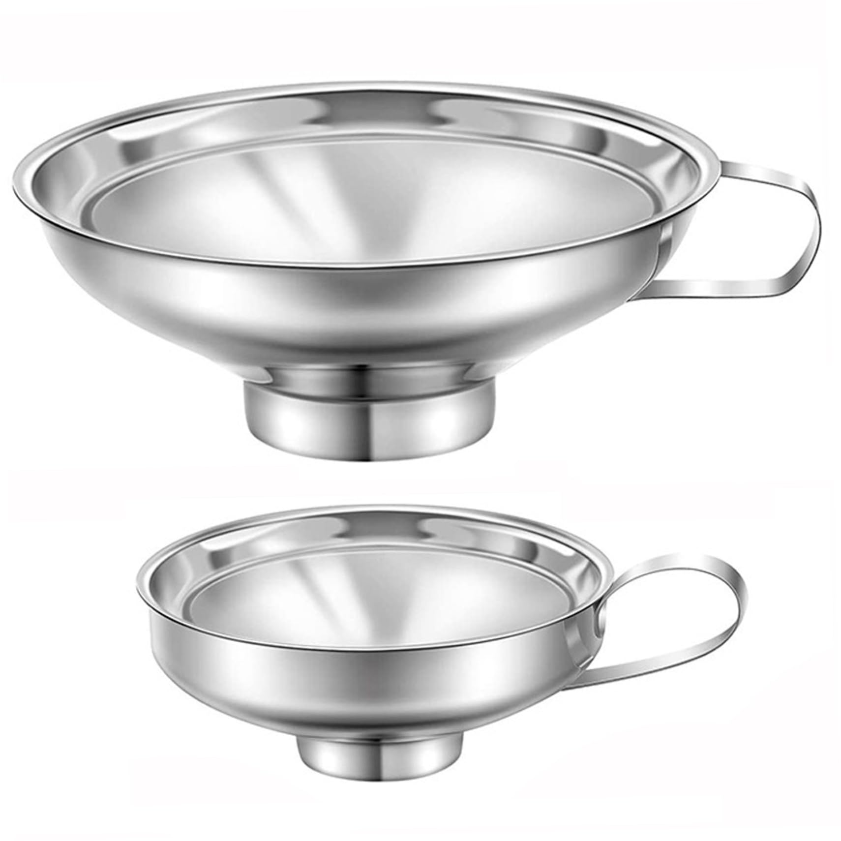 Nukinp 2Pcs Canning Funnel Stainless Steel Wide Mouth Funnel with Handle for Wide and Regular Mason Jars Canning Jars Funnels for Kitchen Use Filling Bottles for Liquid & Dry Ingredients