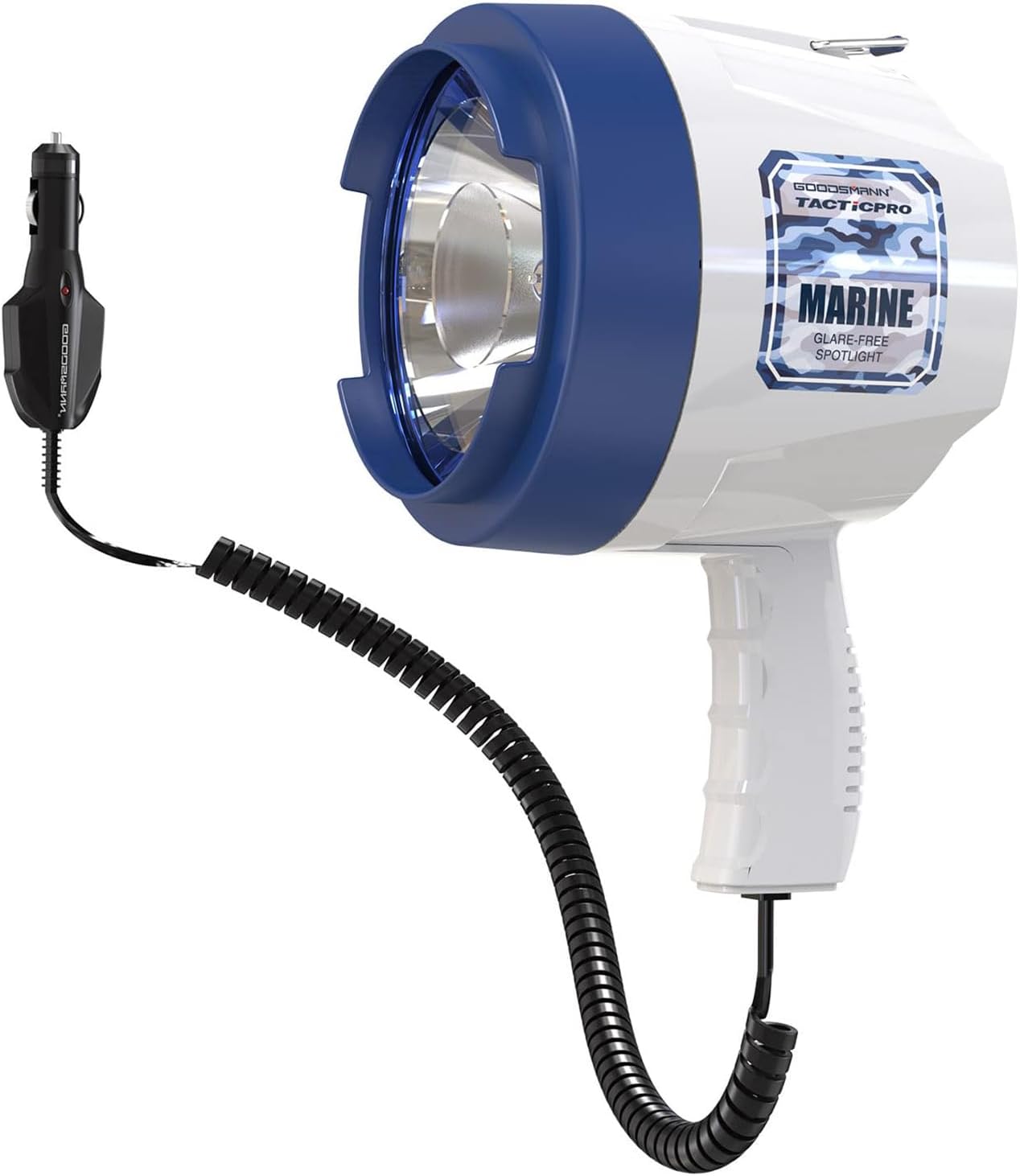 GOODSMANN Spotlight Outdoor Handheld 12v Spot Light 1200 Lumen spotlights with Cigarette Lighter for Boat Marine Glare-Free Bright Plug in Spotlight for Car Corded Floodlight