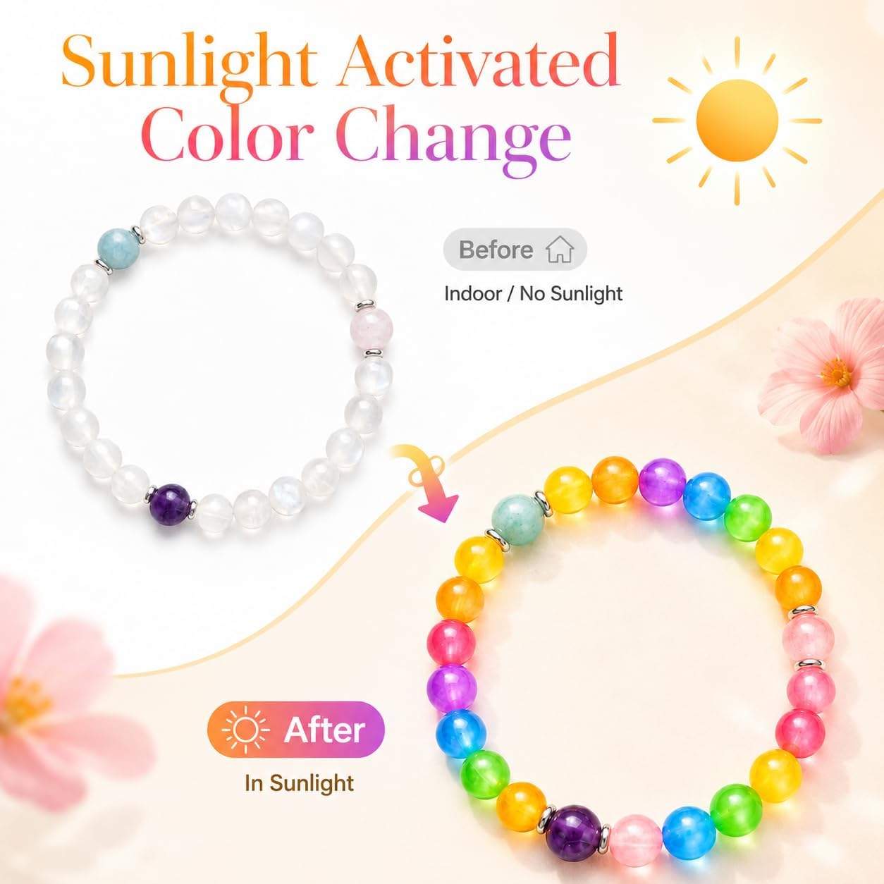 choice of all Dopamine Jewelry Rainbow Beaded Bracelets Sun UV Reactive Color Changing Boho Summer Beach Accessories for Couples Friendship Gifts（A4） image 3