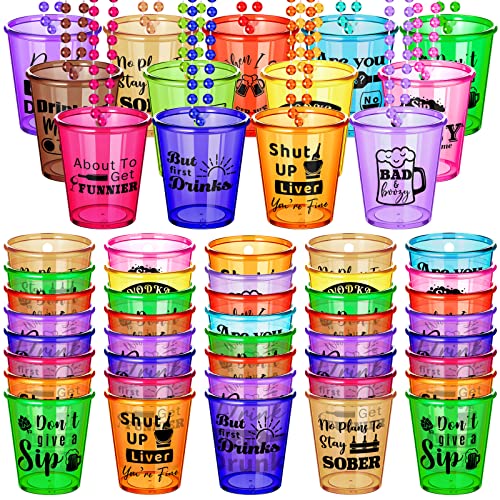 39 Pieces Shot Glass On Beaded Necklace Plastic Shot Necklace Cups Shot Glass Necklaces Beads Necklace Shot Glasses Naughty Shot Glass Favors For Adults And Teens Party Supplies, 13 Assorted Styles #TOP22
