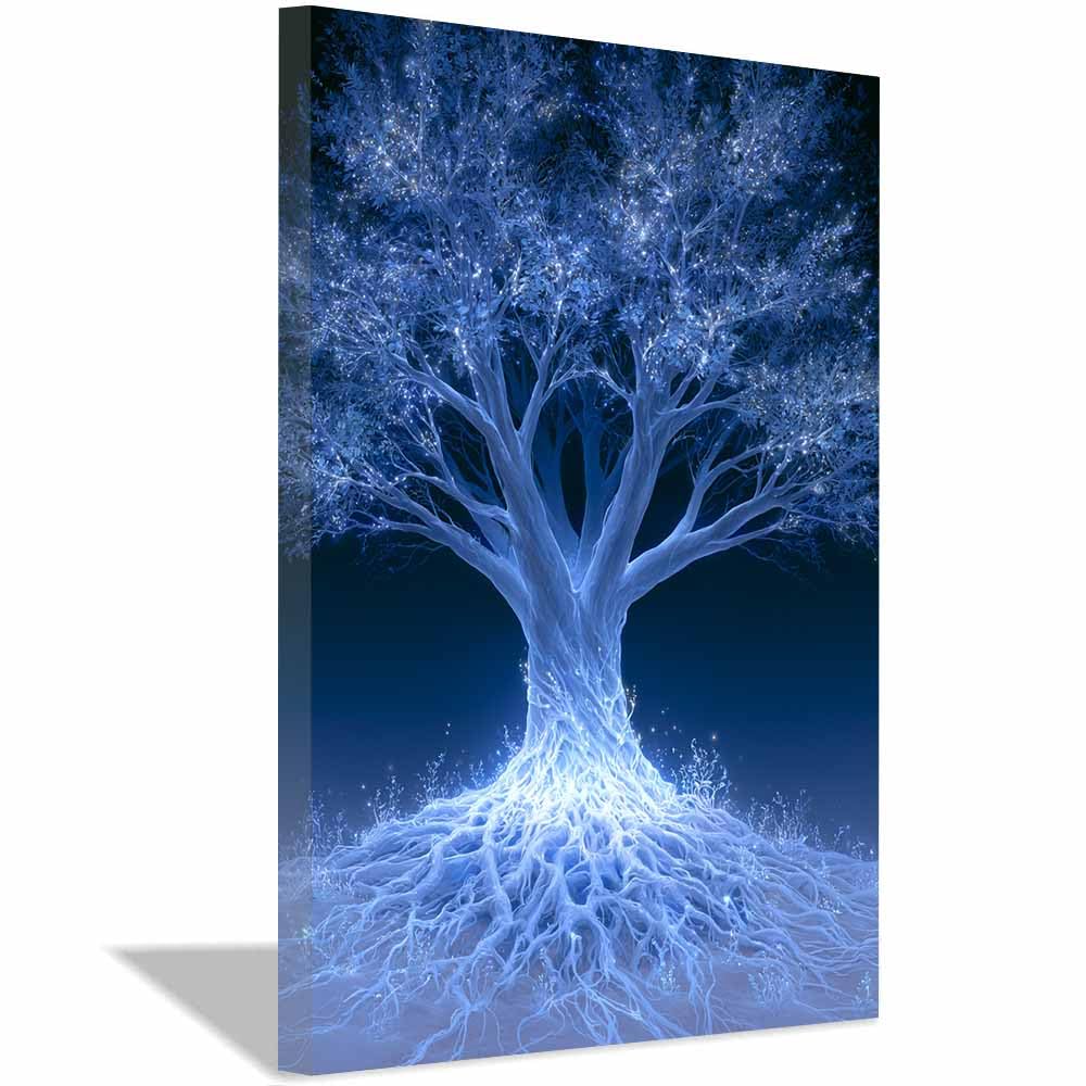 HOQIU Tree Wall Art Golden starry tree artwork, home canvas prints, for Bathroom Living Room Bedroom(Multicolor)-60x80cm Framed