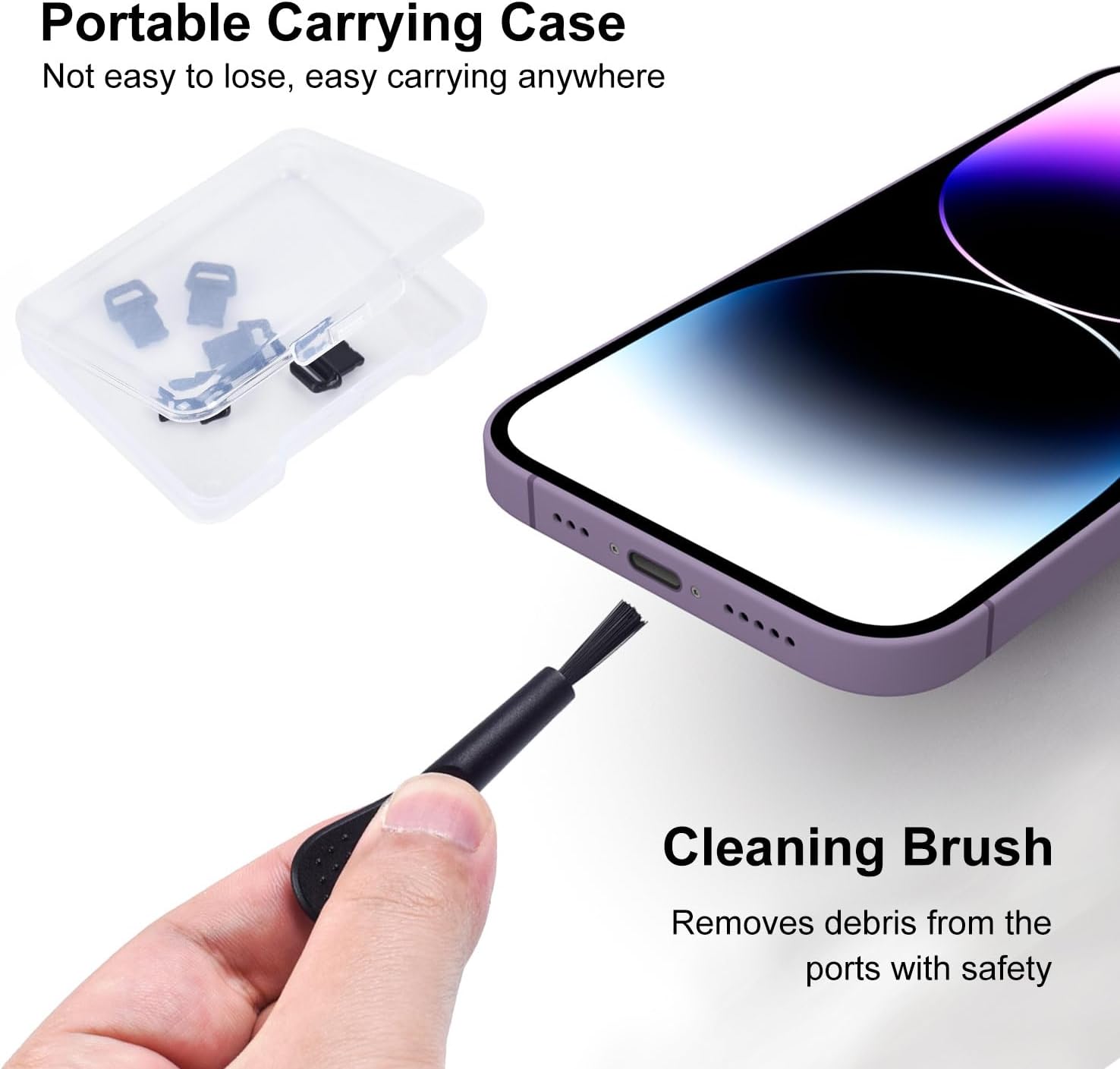15PCS Anti Dust Plug Kit Compatible with iPhone 14, 14 Pro,14 Pro Max,14 Plus,13,13 Pro,13 Pro Max,13 Mini,12,12 Pro,12 Pro Max,12 Mini,11,11 Pro,11 Pro Max,XS,XR,X,8,7,6 - iPhone Port Cleaning Brush image 4