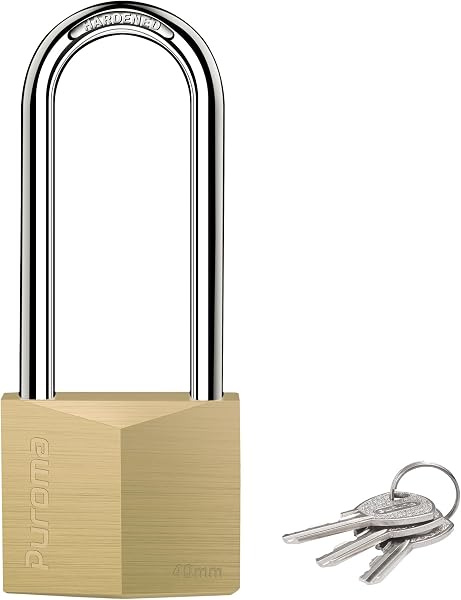 Puroma Keyed Padlock Waterproof Solid Brass Lock, 2.6 Inch Padlock with Keys for Sheds, Storage Unit School Gym Locker, 