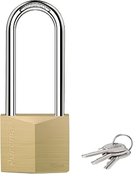 Puroma 1 Pack Keyed Padlock Waterproof Solid Brass Lock, 2.6 Inch Padlock with Keys for Sheds, Storage Unit School Gym Locker, Fence, Toolbox, Hasp Storage