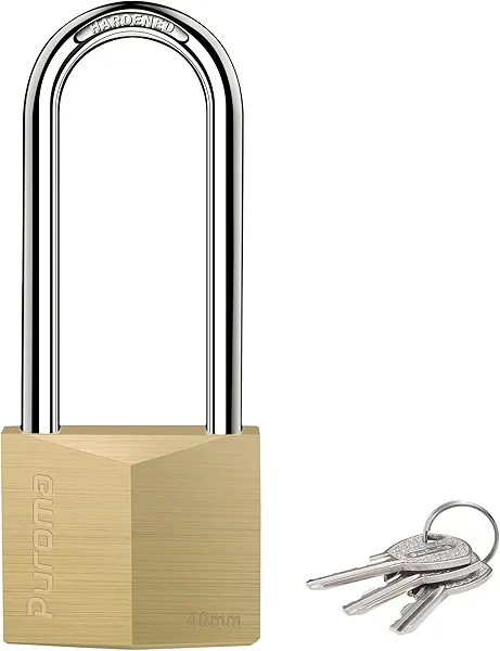Puroma 1 Pack Keyed Padlock Waterproof Solid Brass Lock, 2.6 Inch Padlock with Keys for Sheds, Storage Unit School Gym Locker, Fence, Toolbox, Hasp Storage