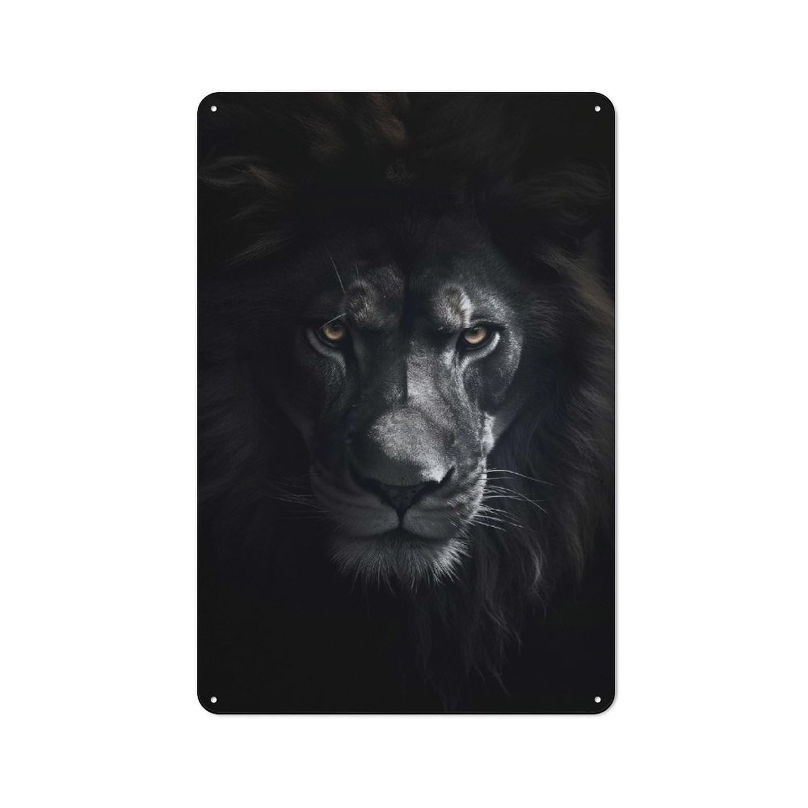 Junmoney Black Lion Angry King Industrial-Style Tin Sign 30X20cm For Garage Or Workshop, For Garage, Workshop And Man Cave Decoration