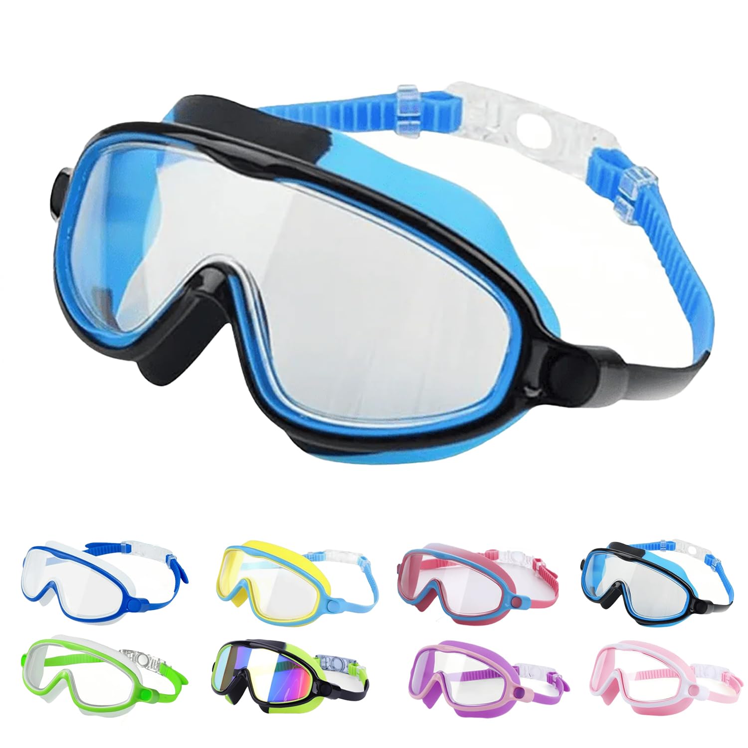 Appdo Tibatoes Goggles Clip-On Swimming Goggles Without Head Straps, Long-Lasting Anti-Fog Uv Protective Swim Glasses With 180° Wide View (Black Orca)
