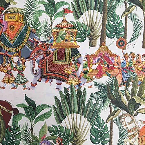 Kt KILOtela   Tela Loneta Estampada Digital, Half Panamá Algodón, Decoración, Tapizar, Cojines, Cortinas, Colchas, Manteles, Ancho 280 cm, Largo a Elección de 50 en 50 cm, Corte India, Multicolor