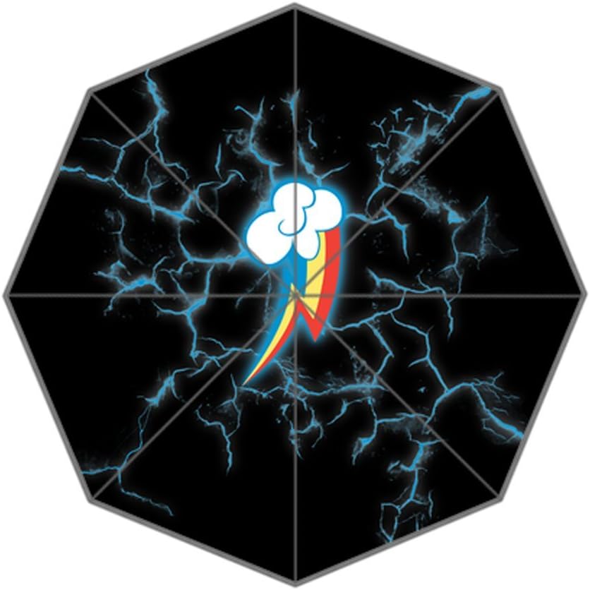 LaHuo My Little Pony Dark Night of Lightning Logo Custom Design Travel Folding Umbrella Auto Open Close Windproof Compact For Easy Carrying Firm Durable Umbrella