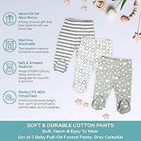 Vista 4 de Spasilk Paquete de 3 pantalones de algodón de poner con pies para bebés niños
