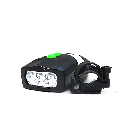 LEADER Bicycle Bell with 3-LED Front Head Light (Black Color)