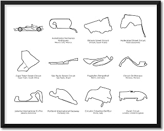 Formula E World Championship Race Track Poster intended for FIA Formula Racing Fans for 2023 Season Circuits Gift Print Wall Art Handmade: Landscape White, 17x22" Satin Print (Unframed)