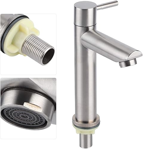 Miniatura 5 de Grifo de fregadero, grifo de agua de una sola manija, grifo de cocina fría individual con níquel cepillado extraíble, grifos de cocina de acero