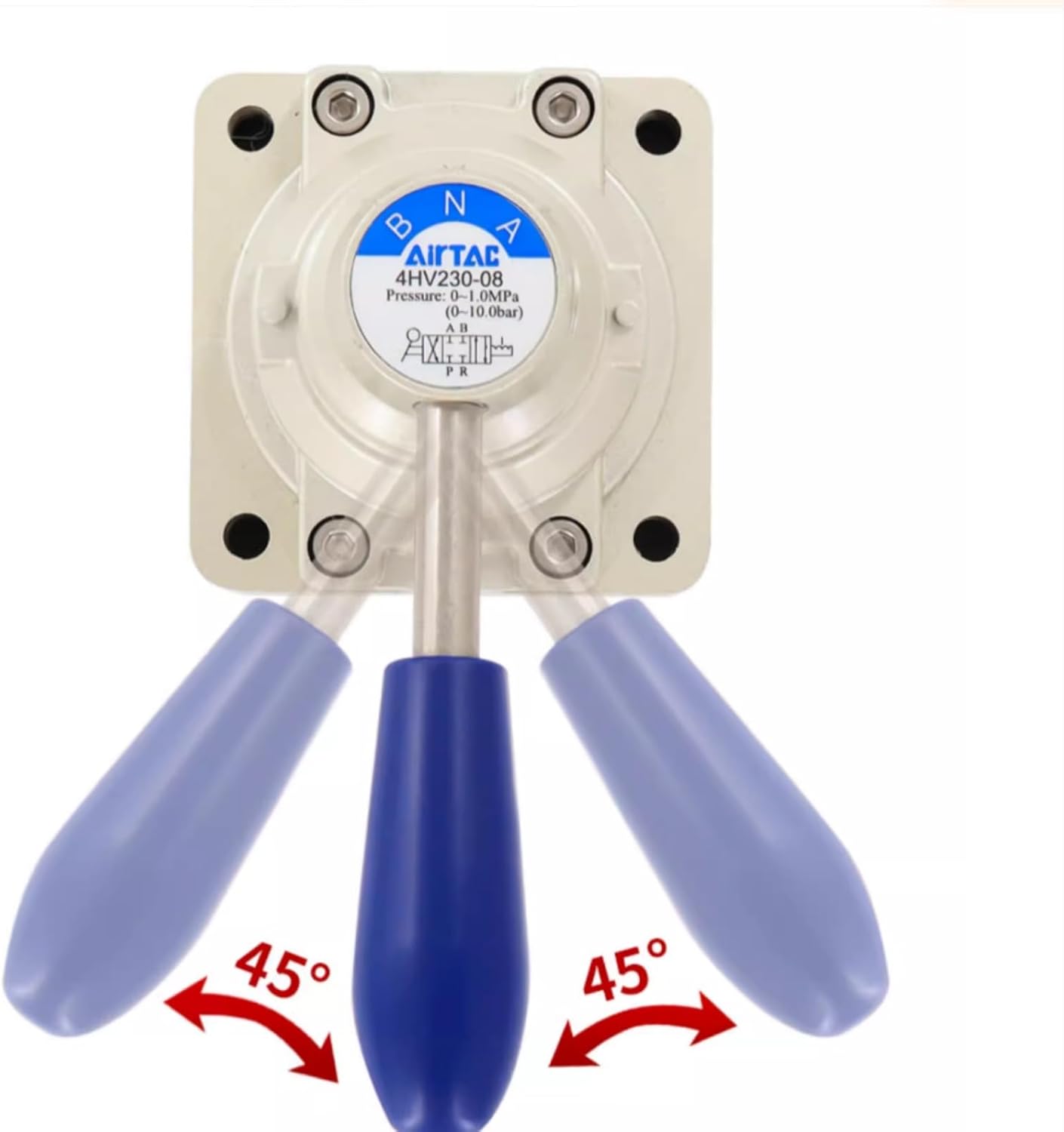 Hand Lever Valve AirTAC 4HV210-08 1/4" PT 4/2 Way Pneumatic Air 2 Position 4 Way Rotary Manual Control Direct Acting Type 0-145 PSI