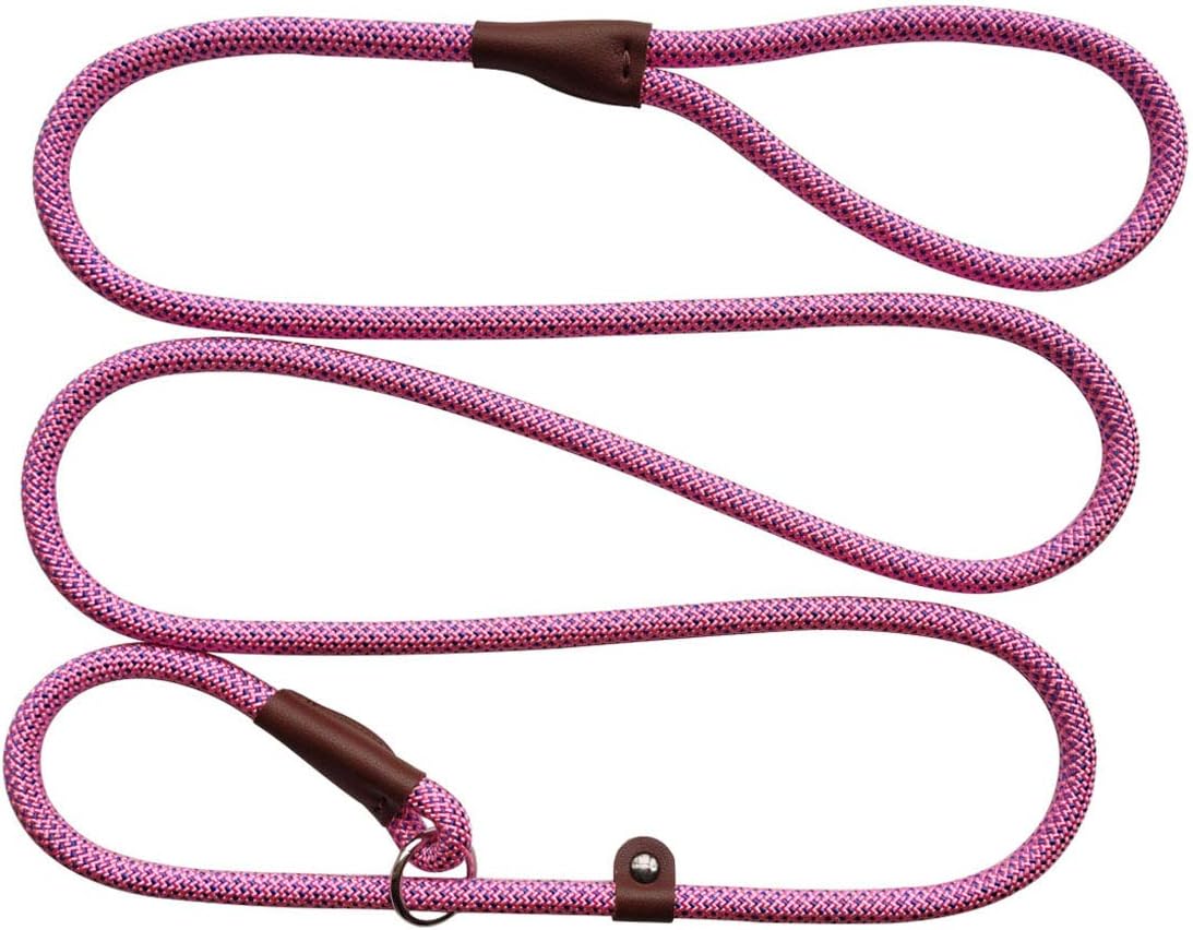 7ft Slip Lead Dog Leash, 1/4" Nylon Rope Dog Training Leash for Small Medium Dogs No-Pull Walking, Behavior Training, 14+ Colors