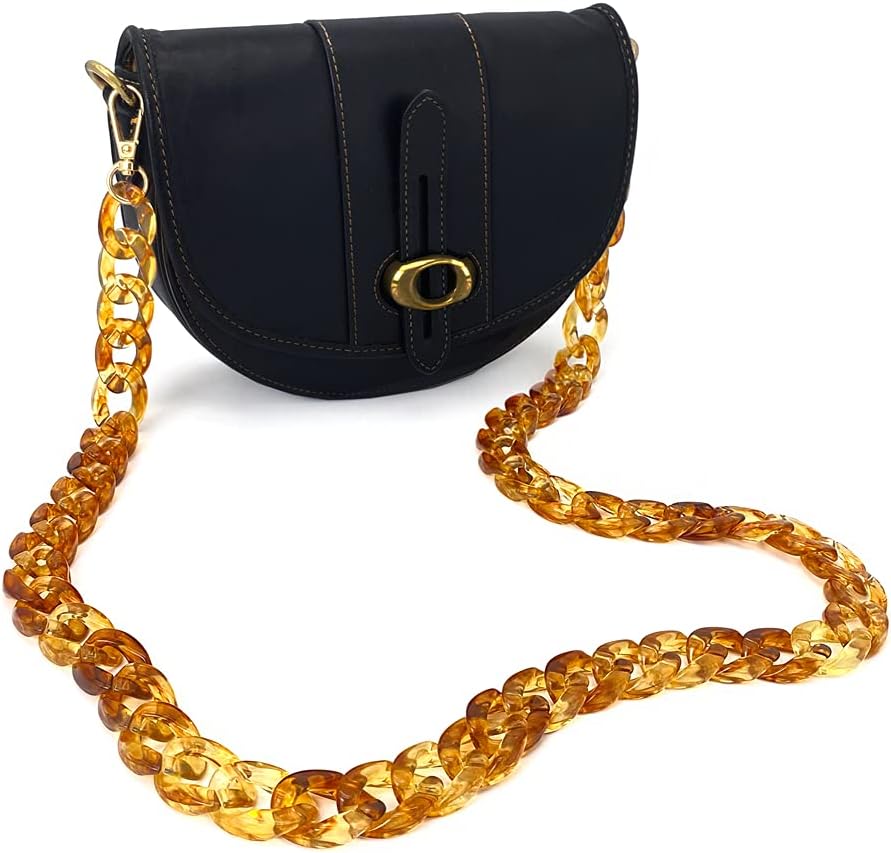 DIY 40 Inches Acrylic Purse Chain Bag Chain Plastic Handbag Chain Strap Shoulder Cross Body Strap Purse Handles Bag Replacement Straps with Metal Buckles (Black, 40" (100cm))