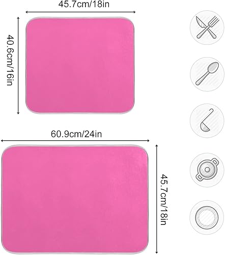 Miniatura 3 de Tapete de secado de platos grande color rosa intenso XL para platos, accesorios de cocina, mostrador, almohadilla escurridor de platos de