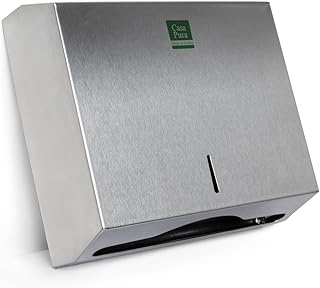Floordirekt Papierspender aus Edelstahl für 250 bis 400 Papierhandtücher - abschließbar mit 2 Schlüsseln - Handtuchspender inklusive Montagematerial - Falttuchspender Papiertuchspender C/V-Falz