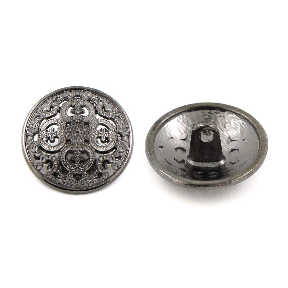Guziki w stylu vintage Guzik 5 sztuk pusty metalowy guzik czarne srebrne złote guziki okrągły ozdobny guzik na ubrania akcesoria do szycia DIY rzemiosło 14-27mm guziki(Gold2,14mm)