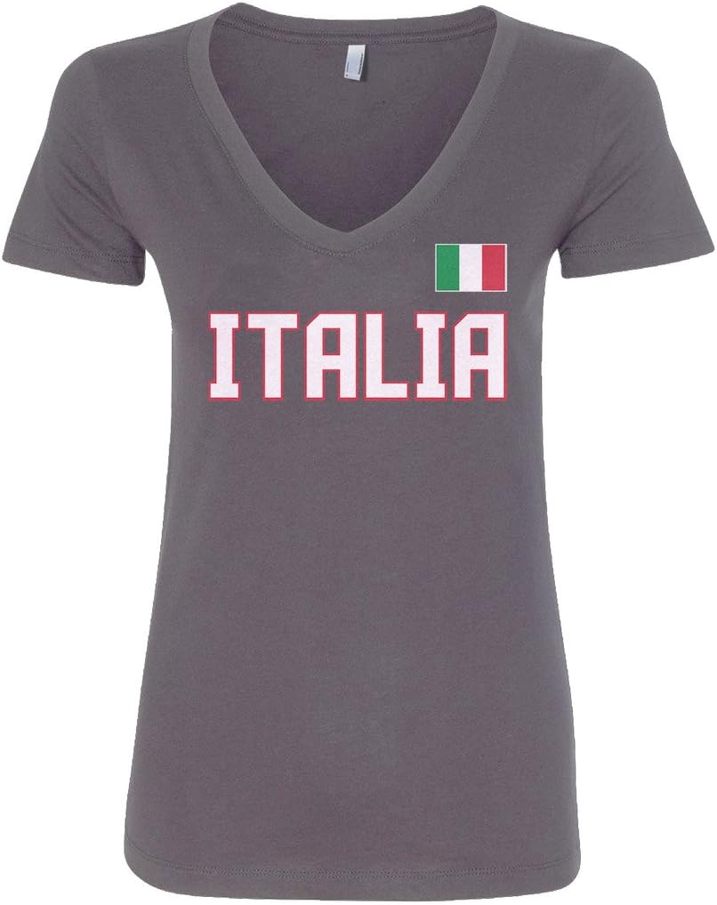 Threadrock Women's Italia National Pride V-Neck T-Shirt