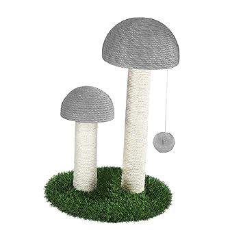 Meri SHOPP Cat Scratching Post Mushroom Scratching Post for Cat Kitten Gray with Ball
