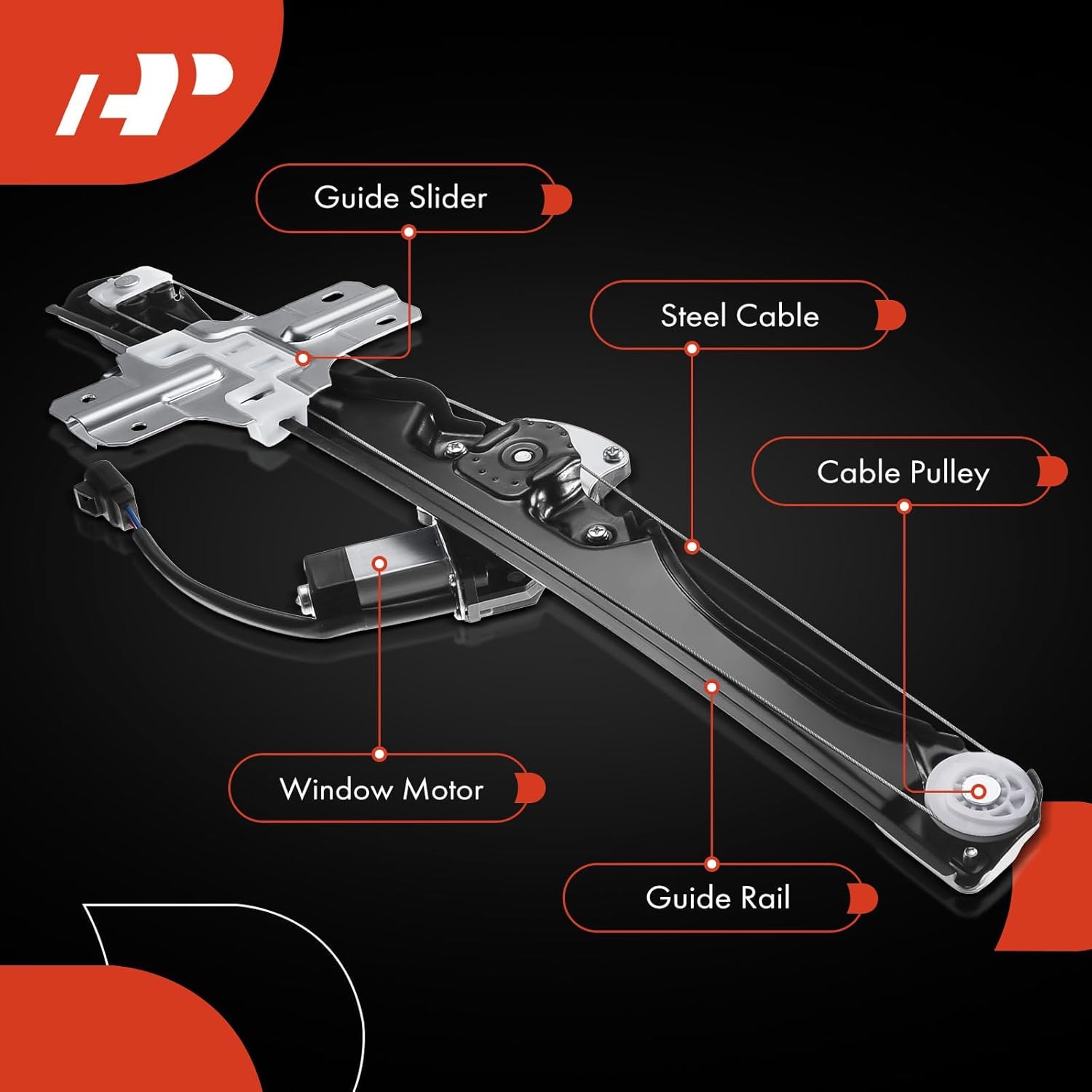 A-Premium Front Left Power Window Regulator with 2-Pin Motor Compatible with Chevrolet Traverse 2009-2012 & GMC Acadia 2007-2012 & Saturn Outlook 2007-2010 Front Driver Side, Sport Utility