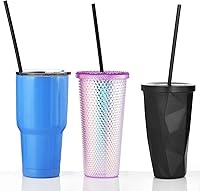 Vista 6 de ALINK Pajitas reutilizables extralargas de 13 pulgadas, paquete de 12 popotes de plástico duro negro para Stanley Owala de 40 onzas, 1 galón, 64