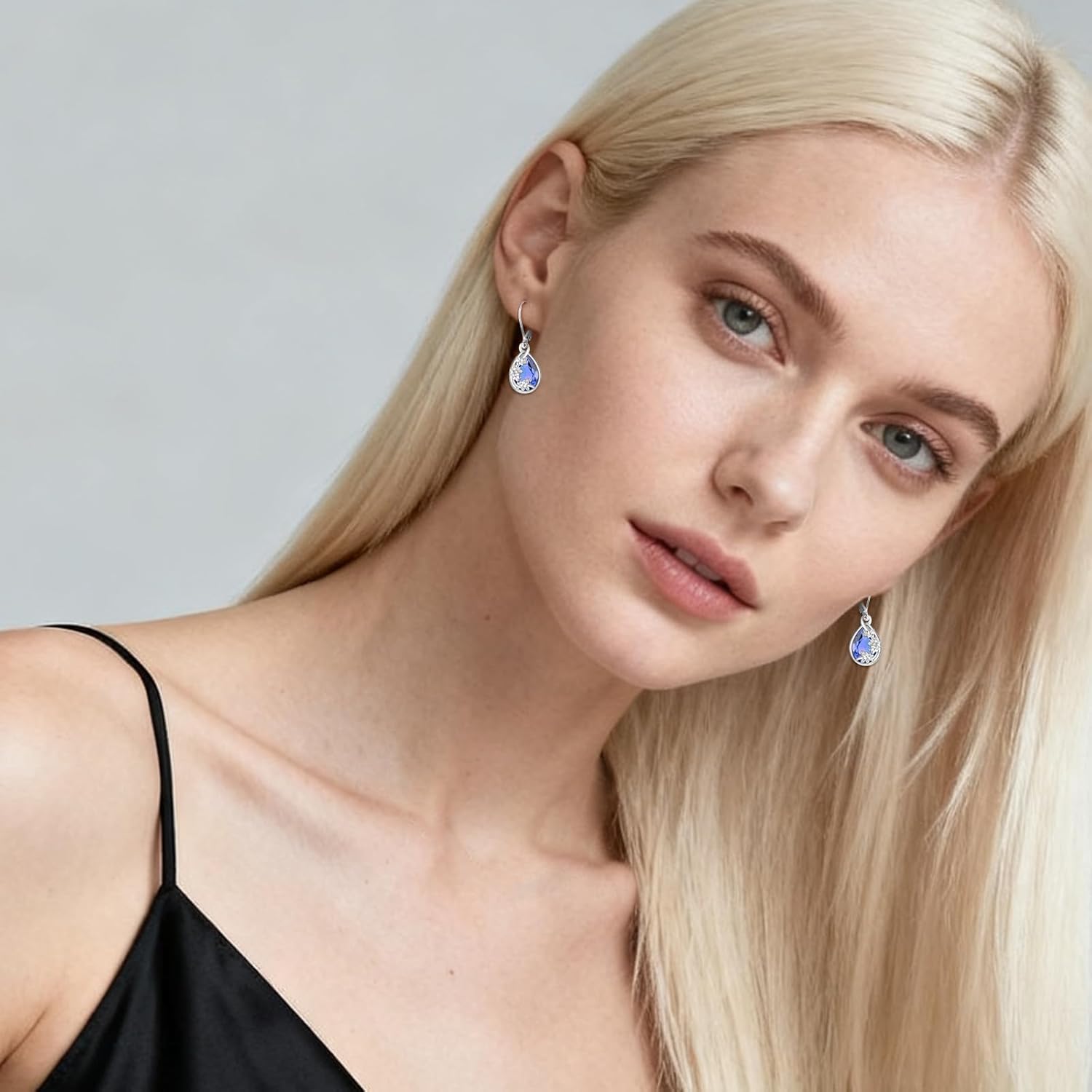 Flower Drop Dangle Teardrop Earrings 925 Sterling Silver Birthstone Leverback Earrings for Women Jewelry Gifts for Mother/Mom