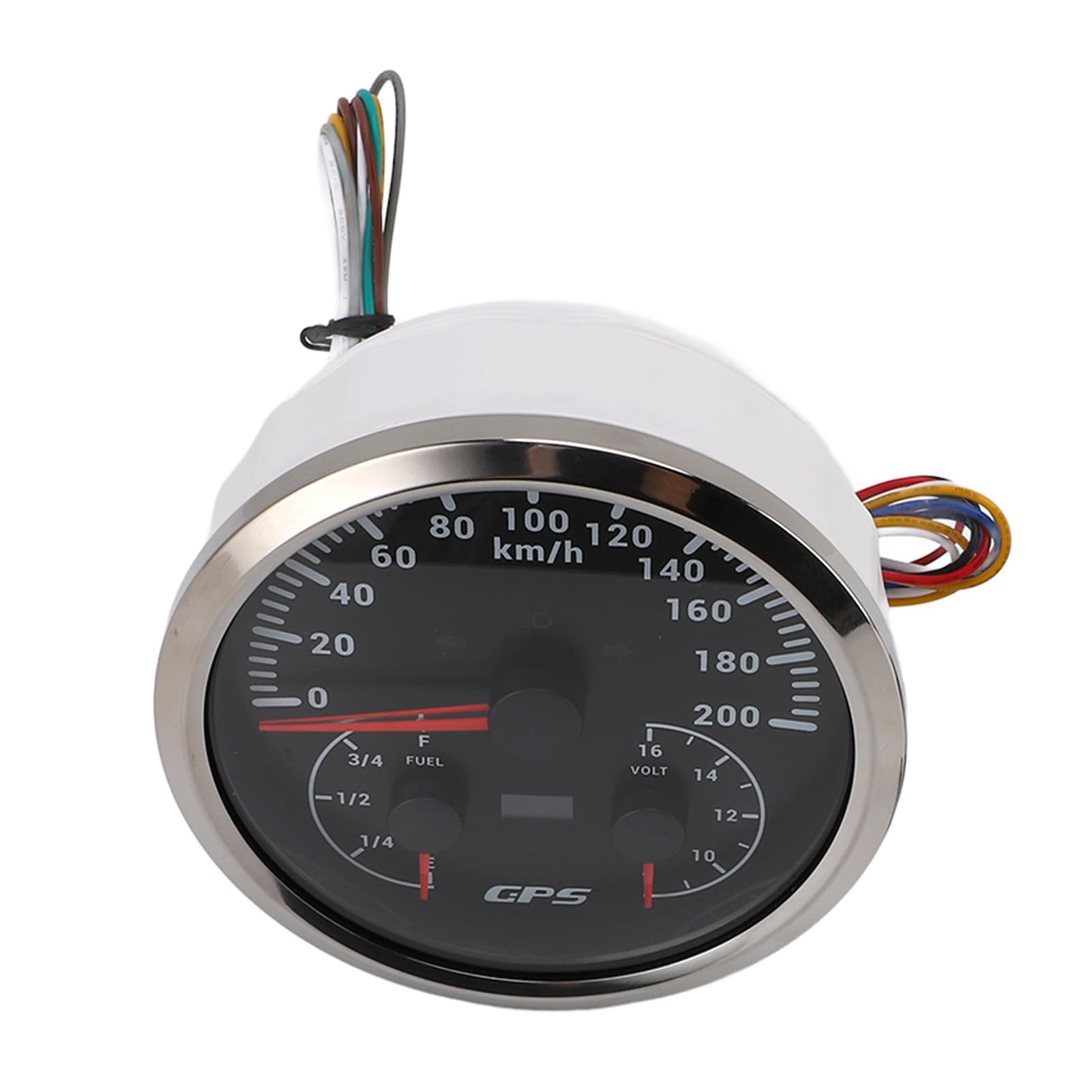 Licznik Prędkości GPS 110 Mm 4-3/8 Cali, Wskaźnik Napięcia Wysokiej Precyzyjnej łodzi 3 w 1 0-200 Km/H łatwy do Odczytania dla Ciężarówki Jachtowej RV (Black Dial Srebrna ramka CXA091)