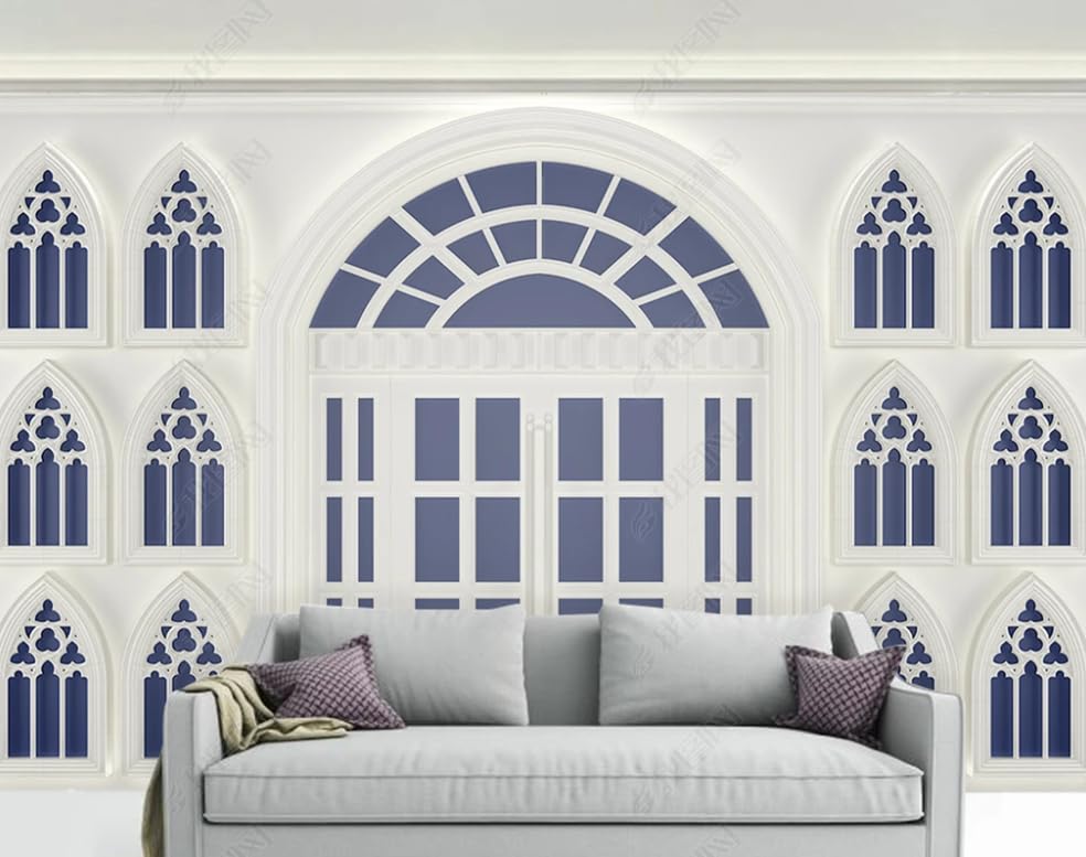 Papier Peint Intissé Ligne de Gypse Blanc Poster Geant Mural Salon Chambre 350x256