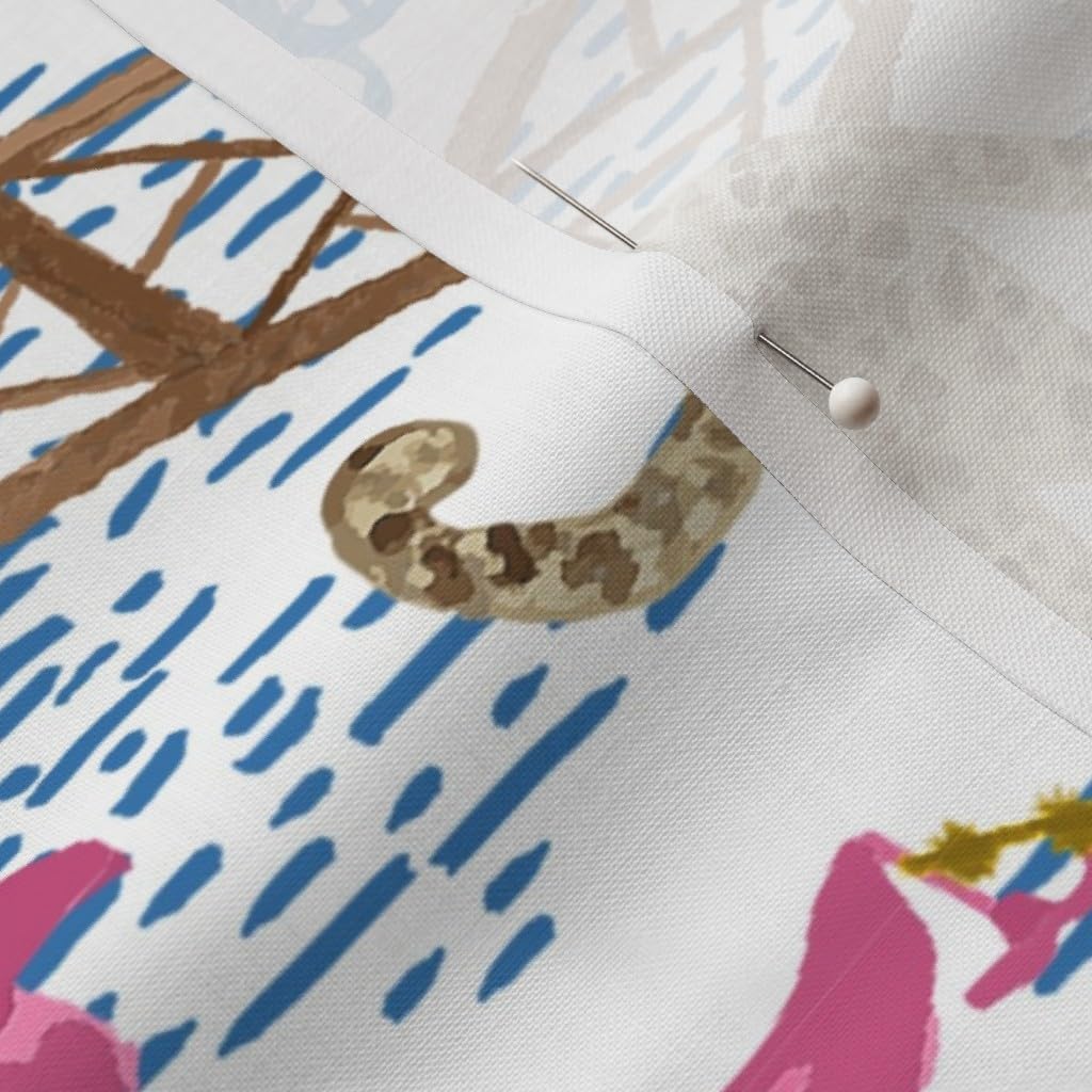 Spoonflower Fabric - Chinoiserie Pagoda Leopards Bright Whimsical Maximalist Kids Room Printed on Petal Cotton Fabric Fat Quarter - Sewing Quilting Apparel Crafts Decor