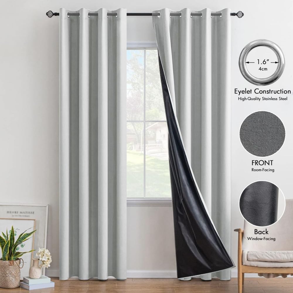 Tende Termoisolanti Morbide, Per Soggiorno E Camera Da Letto Moderne Tende Per La Privacy E Bloccare La Luce Elegante Complemento D'arredo,2 Pannelli-Black||W52*L72/132 * 183cm