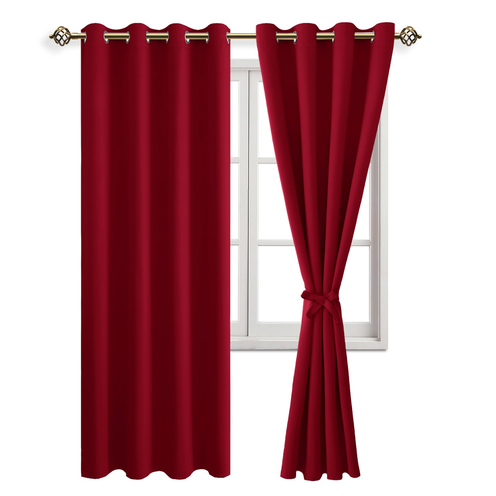 JIUZHEN Rot Gardinen Blickdicht Ösen Thermo Vorhang gegen Hitze H200xB140cm | 2er Set Fenster Vorhänge Hitzeschutz Blackout Curtains Wärmeisolierende Weihnachtsvorhänge Wohnzimmer Schlafzimmer Modern