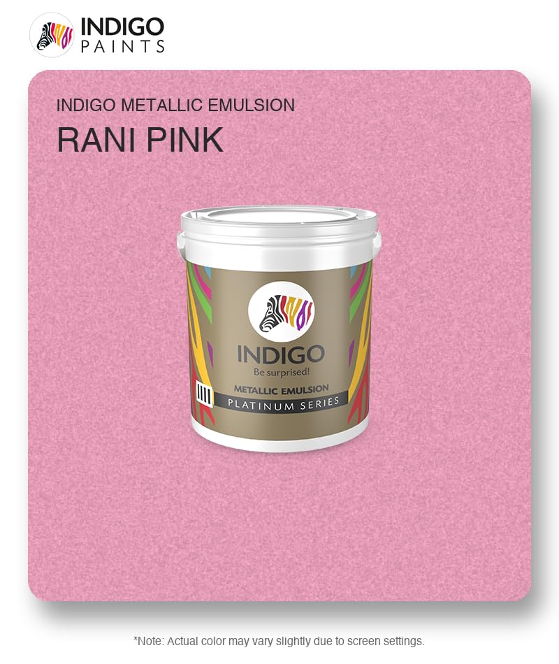 Image of Indigo Metallic Emulsion Platinum Series - Sparkling Metallic Texture Wall Paint | Water-Based | Anti-Fungal & Algae Resistant | Interior & Exterior Use | 10 L Rani Pink