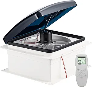 RV Roof Vent Fan 12V Auto Remote Control 14'' inch 10 Speed (Smoke)