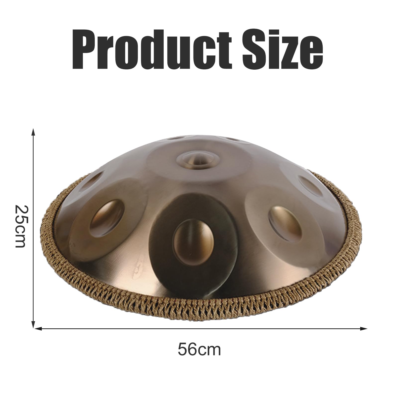 Handpan Anfänger,Stahltrommel 9 Töne 18 Zoll,Stahlzungentrommel Regen,Percussion Instrumente,Hand Drum mit Drumtasche und Handpan-Halter,Steel Drum als Geschenk für Sound Healing, Meditation, Gold