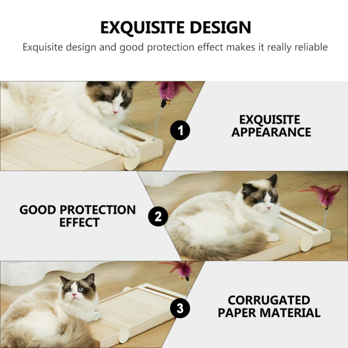 Mikikit Tavola in Legno Tiragraffi per Gatti Resistente e Multifunzionale, per Addestramento e Protezione Divani, Accessorio Stimolante per Animali Domestici
