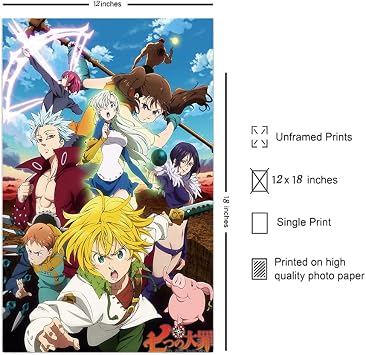 The Seven Deadly Sins Anime Poster and Prints Unframed Wall Decor 12x18