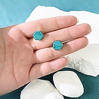 Vista 5 de Tibetan Turquoise Earrings 925 Sterling Silver Post Stud Boho Gemstone Hypoallergenic Handmade Earrings for Women Trendy Fashion